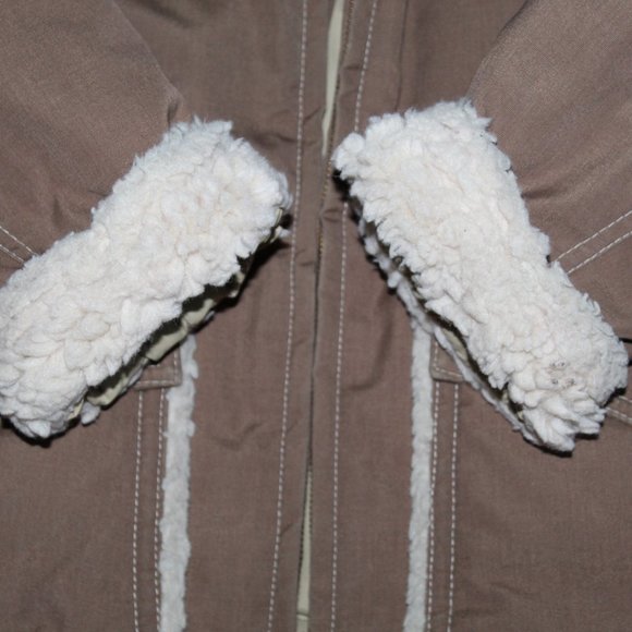 Vtg Tempco Brown Goose Down Zip Sherpa Collar Coat Jacket USA Women's S/M - Picture 7 of 12